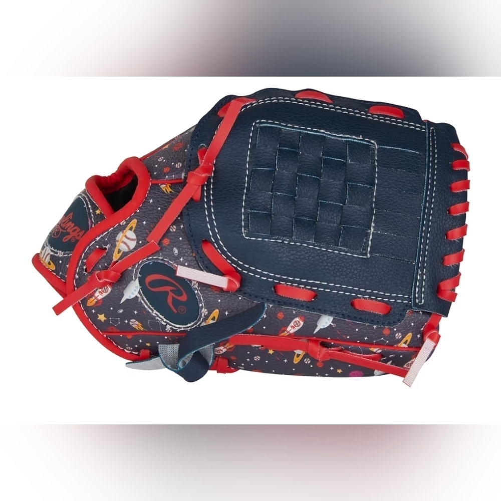 Rawlings Kids Navy and Red Space-Print Baseball Glove